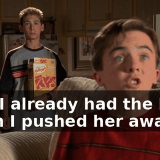 No, I already had the ball, then I pushed her away.