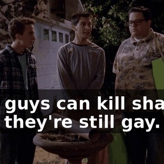 Gay guys can kill sharks, and they're still gay.