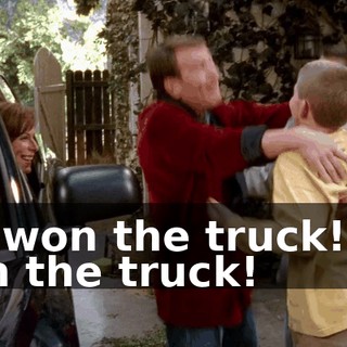 We won the truck! We won the truck!