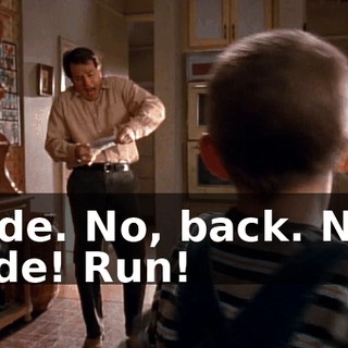 Side. No, back. No, side! Run!