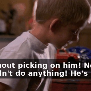 - without picking on him! No! - I didn't do anything! He's lying.