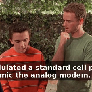 I modulated a standard cell phone to mimic the analog modem.