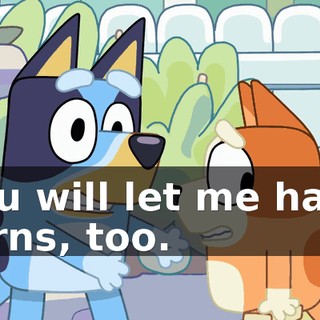 you will let me have turns, too.