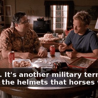Mzryc. It's another military term. You know, the helmets that horses wear.