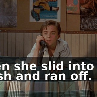 Then she slid into the trash and ran off.