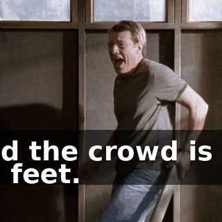 and the crowd is on its feet.