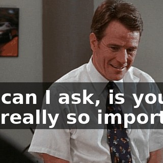 Sir, can I ask, is your job really so important