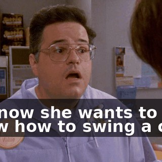 but now she wants to know how to swing a club.