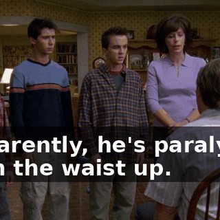 Apparently, he's paralyzed from the waist up.