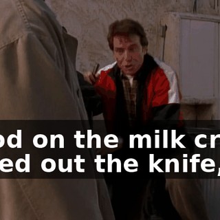 stood on the milk crate, pulled out the knife,