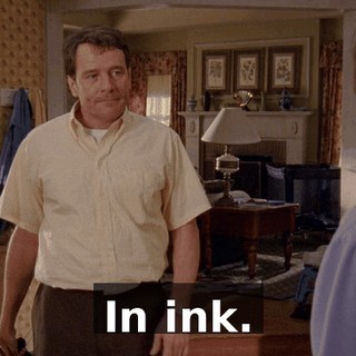 In ink.