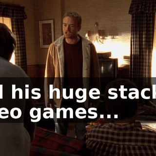 and his huge stack of video games...