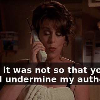 Well, it was not so that you could undermine my authority.
