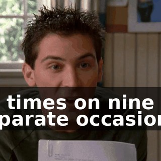 15 times on nine separate occasions.