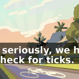 But seriously, we have to check for ticks.