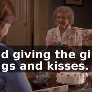 and giving the girls hugs and kisses.