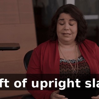 "Left of upright slant,