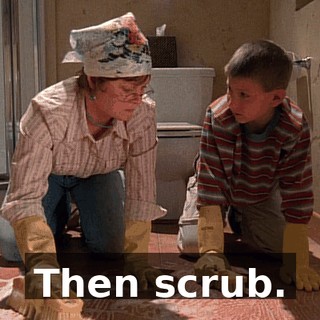 Then scrub.