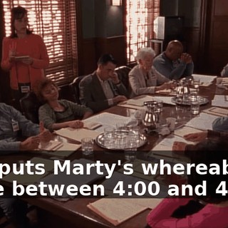 who puts Marty's whereabouts there between 4:00 and 4:30.