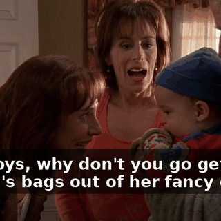 Uh, boys, why don't you go get Aunt Susan's bags out of her fancy car?