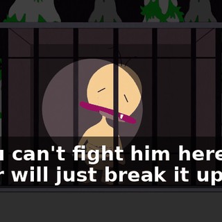 Y-you can't fight him here! Mr. Adler will just break it up!