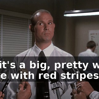 Oh, it's a big, pretty white plane with red stripes,