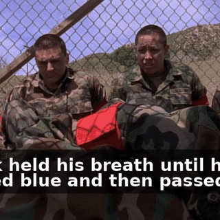 Freak held his breath until he turned blue and then passed out.