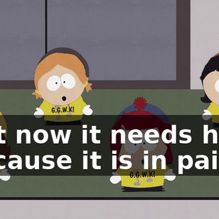 ♪ But now it needs help because it is in pain ♪