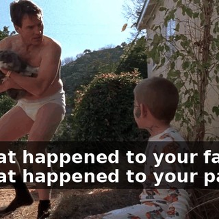 - What happened to your face? - What happened to your pants?