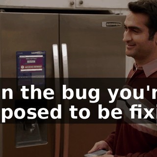 As in the bug you're supposed to be fixing.