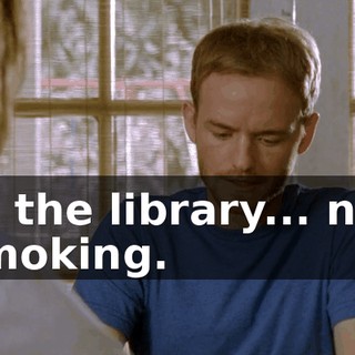 at the library... not smoking.