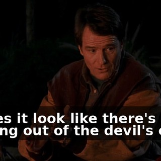 makes it look like there's fire coming out of the devil's eyes.