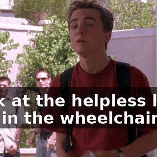 Look at the helpless little boy in the wheelchair.