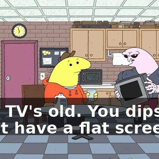 This TV's old. You dipshits don't have a flat screen?