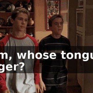 Mom, whose tongue's longer?