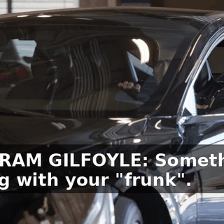 BERTRAM GILFOYLE: Something's wrong with your "frunk".