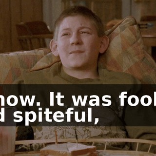 I know. It was foolish and spiteful,