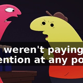 you weren't paying attention at any point.