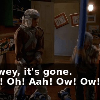 - Dewey, it's gone. - Ow! Oh! Aah! Ow! Ow! Ow!