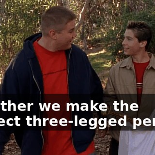 Together we make the perfect three-legged person.