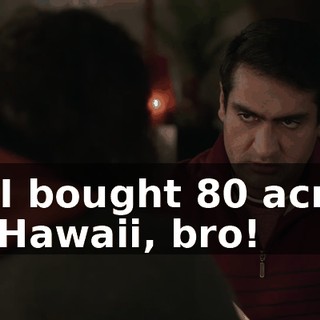 ... I bought 80 acres in Hawaii, bro!