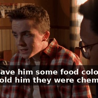 so I gave him some food coloring and told him they were chemicals.