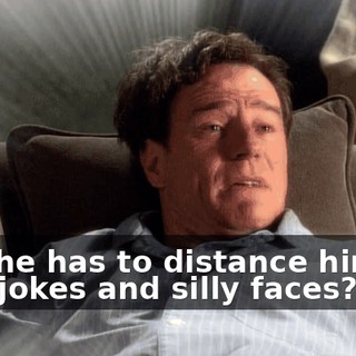 that he has to distance himself with jokes and silly faces?