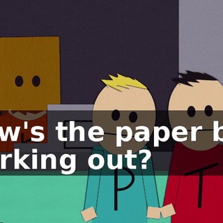How's the paper bag working out?