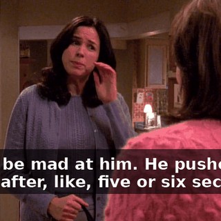 Don't be mad at him. He pushed me away after, like, five or six seconds.