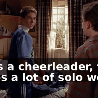 He's a cheerleader, too. Does a lot of solo work.
