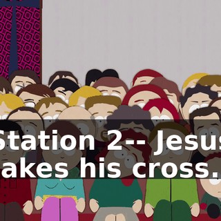 Station 2-- Jesus takes his cross.