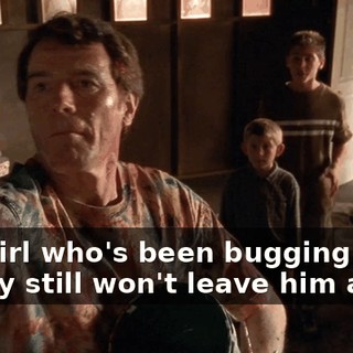 The girl who's been bugging Dewey still won't leave him alone.