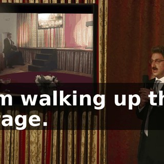 I'm walking up the stage.