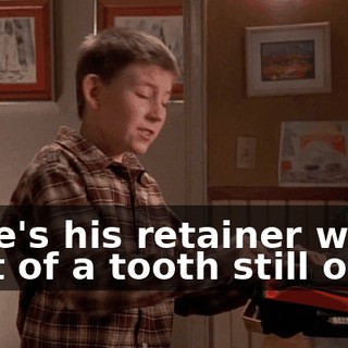 Here's his retainer with part of a tooth still on it.